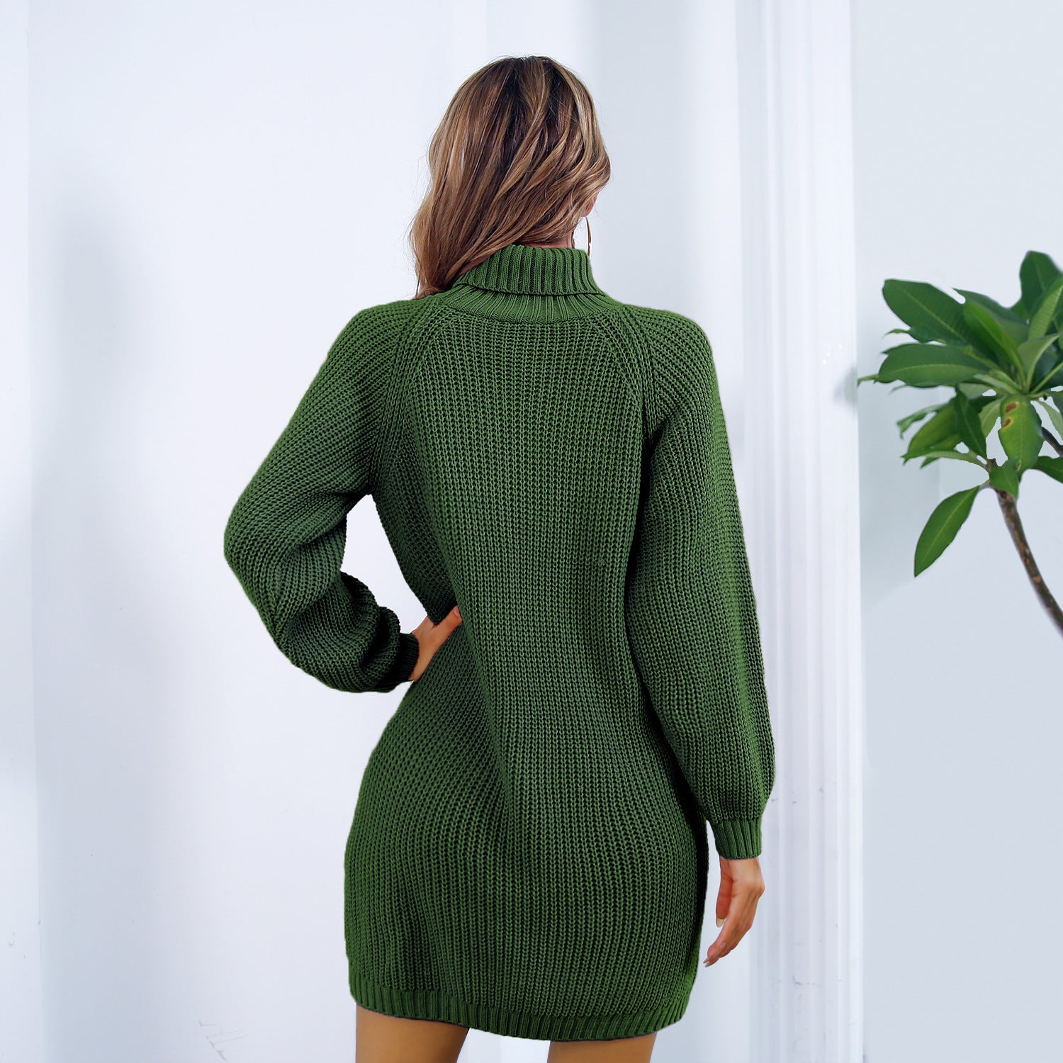 Elegant Turtleneck Knit Sweater Dress | Long Sleeve Women's Winter Style