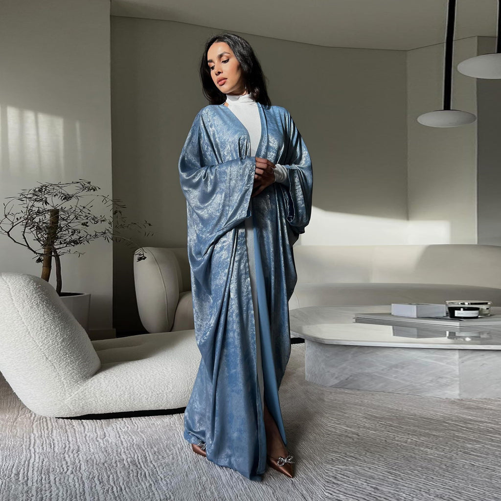 Bronzing Floral Open Abaya | Elegant Women's Outer Robe