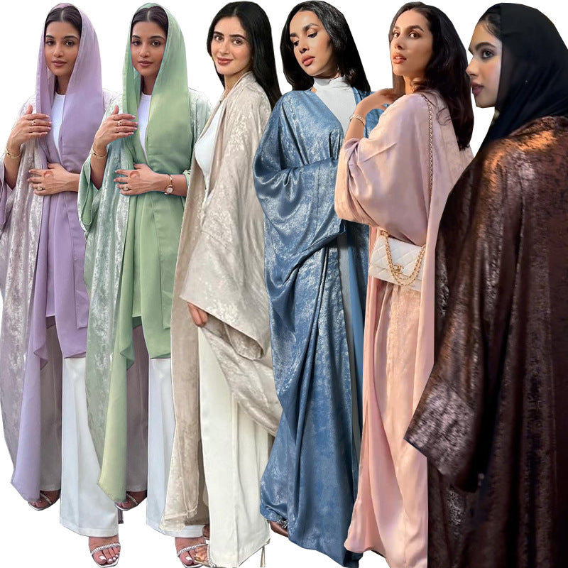 Bronzing Floral Open Abaya | Elegant Women's Outer Robe