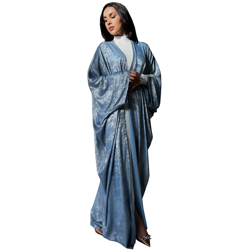 Bronzing Floral Open Abaya | Elegant Women's Outer Robe