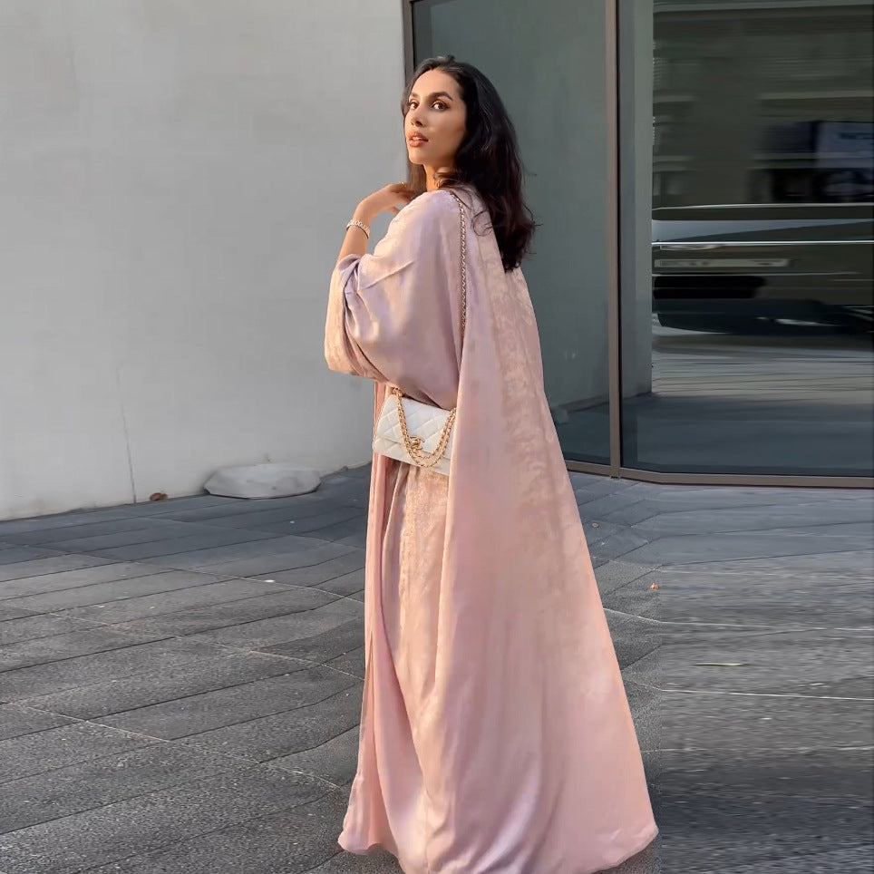 Bronzing Floral Open Abaya | Elegant Women's Outer Robe