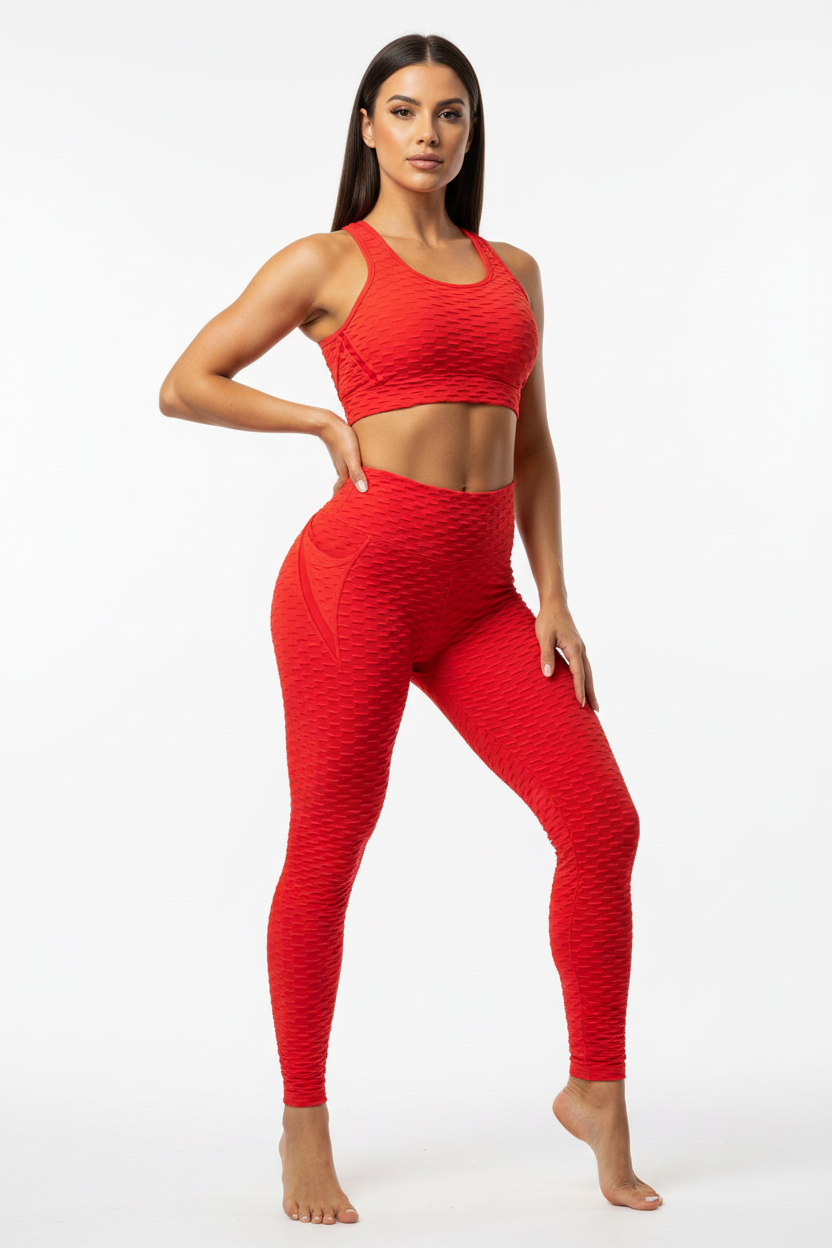 Red scrunch butt lifting leggings